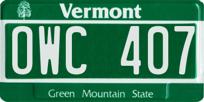 VT license plate OWC407