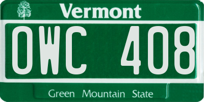 VT license plate OWC408