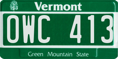 VT license plate OWC413