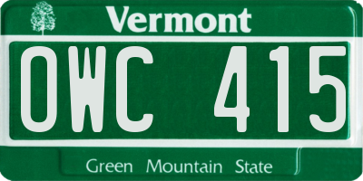 VT license plate OWC415