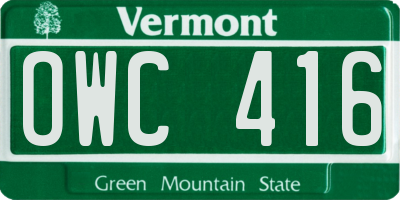 VT license plate OWC416