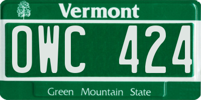 VT license plate OWC424