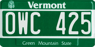 VT license plate OWC425
