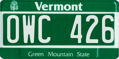 VT license plate OWC426