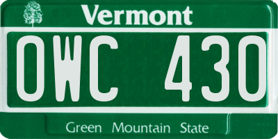 VT license plate OWC430