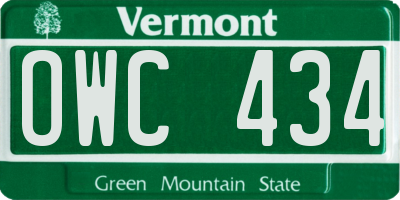 VT license plate OWC434