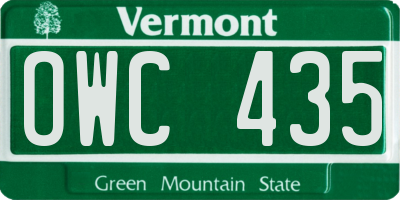 VT license plate OWC435