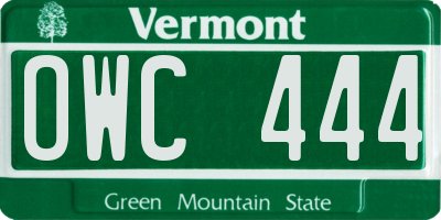VT license plate OWC444