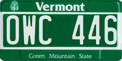 VT license plate OWC446