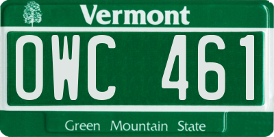 VT license plate OWC461