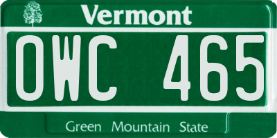 VT license plate OWC465