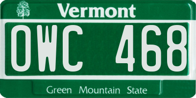 VT license plate OWC468
