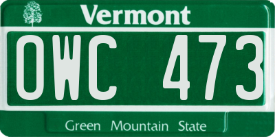 VT license plate OWC473