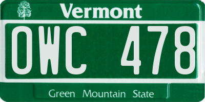 VT license plate OWC478