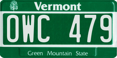 VT license plate OWC479