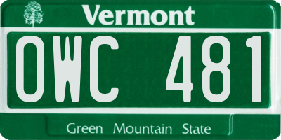 VT license plate OWC481