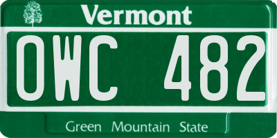 VT license plate OWC482