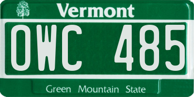 VT license plate OWC485