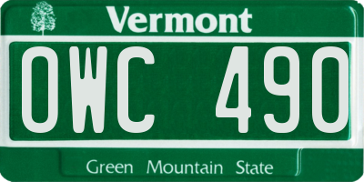 VT license plate OWC490