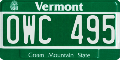 VT license plate OWC495