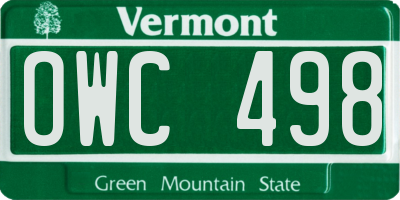 VT license plate OWC498
