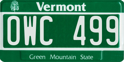 VT license plate OWC499