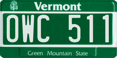 VT license plate OWC511
