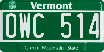 VT license plate OWC514