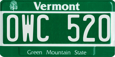 VT license plate OWC520