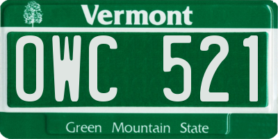 VT license plate OWC521