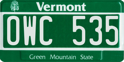 VT license plate OWC535