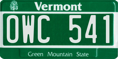 VT license plate OWC541