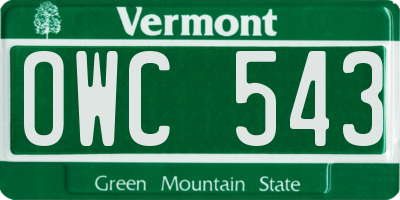 VT license plate OWC543