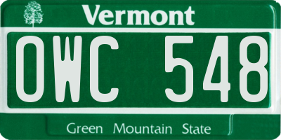 VT license plate OWC548