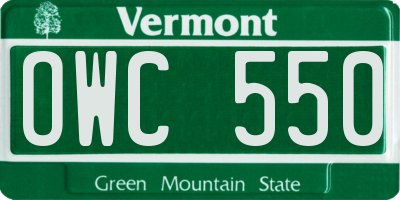 VT license plate OWC550