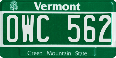 VT license plate OWC562