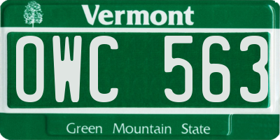 VT license plate OWC563