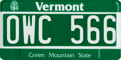 VT license plate OWC566
