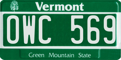 VT license plate OWC569