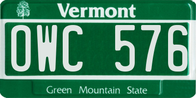 VT license plate OWC576