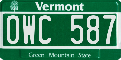 VT license plate OWC587