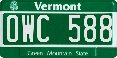 VT license plate OWC588