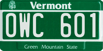 VT license plate OWC601