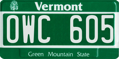 VT license plate OWC605