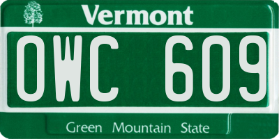 VT license plate OWC609