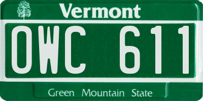 VT license plate OWC611