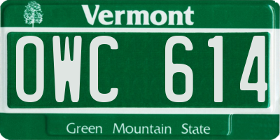 VT license plate OWC614