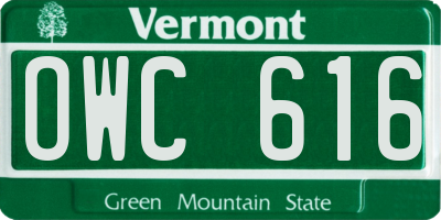 VT license plate OWC616