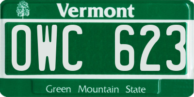 VT license plate OWC623