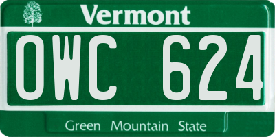 VT license plate OWC624
